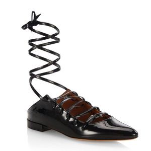 Givenchy Black Showline Patent Leather Lace-up Ballet Flats